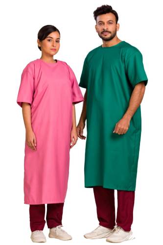 Back Tie Medical Gown – Large, Pink and Green, Half Sleeves, Handwashable Manufacturers, Suppliers in Tamil Nadu