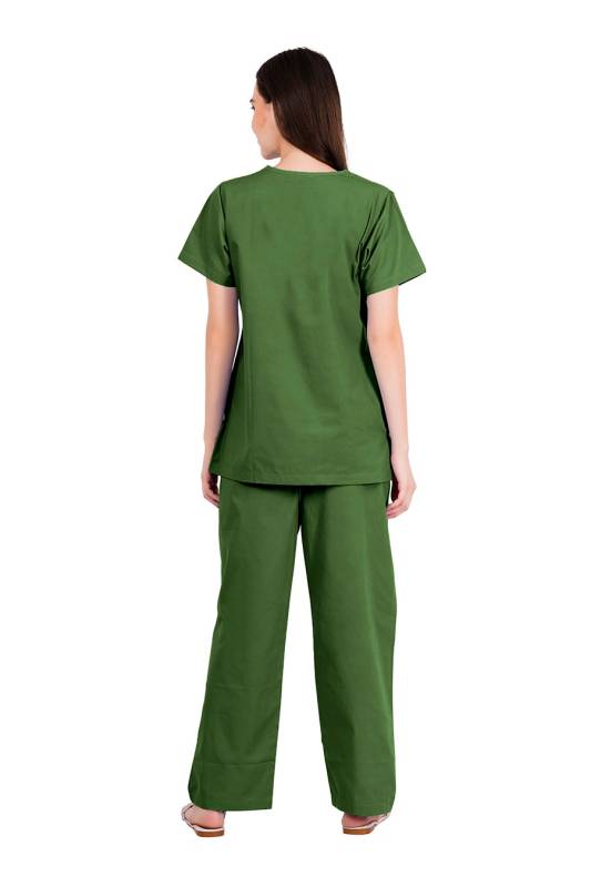 Black, Blue and Green - Y Crossover Neckline Short Sleeve Scrub Set with 6 Pockets, Adjustable Drawstring Waist, and Reinforced Side Vents - Customised Polycotton Fabric (S-XXXL) Manufacturers, Suppliers in Vijayawada