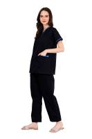 Black, Blue and Green - Y Crossover Neckline Short Sleeve Scrub Set with 6 Pockets, Adjustable Drawstring Waist, and Reinforced Side Vents - Customised Polycotton Fabric (S-XXXL) Manufacturers, Suppliers in Tamil Nadu