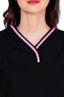 Black and Pink - Y Crossover Neckline Scrub Set with Short Sleeves, Six Pockets, Elastic Waist Pant, and Adjustable Drawstring – Customised Polycotton Fabric, Available in S-XXXL Manufacturers, Suppliers in Tamil Nadu