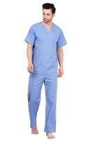 Ceil Blue Male V-Neck Scrub Suit With Full Elastic Manufacturers, Suppliers in Tamil Nadu