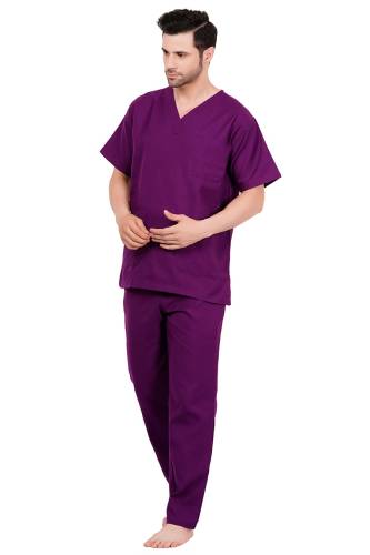 Dark Purple Male V-Neck Scrub Suit Manufacturers, Suppliers in Tamil Nadu