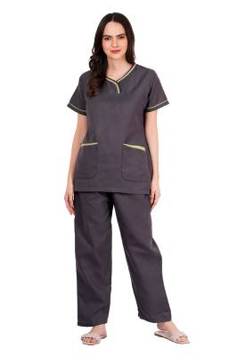 Grey And Green Designer Scrub Suit Female Y-Neck With Six Pockets Manufacturers, Suppliers in Tamil Nadu