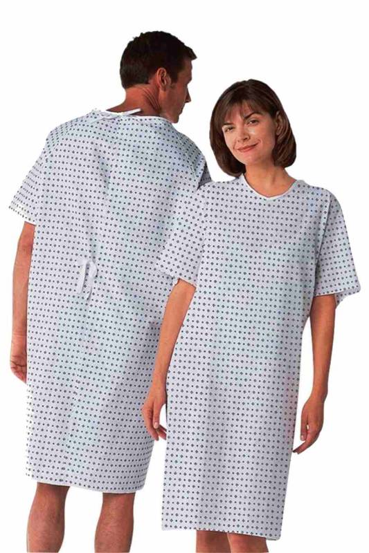 Hospital Gown for Patients – White Cotton, Half Sleeves, No Pockets Manufacturers, Suppliers in Vijayawada