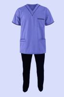 Hospital Uniform Cotton Set - White and Blue Plain Half Sleeves Shirt & Pant (Small Size) - Hand Wash, Made in India Manufacturers, Suppliers in Tamil Nadu