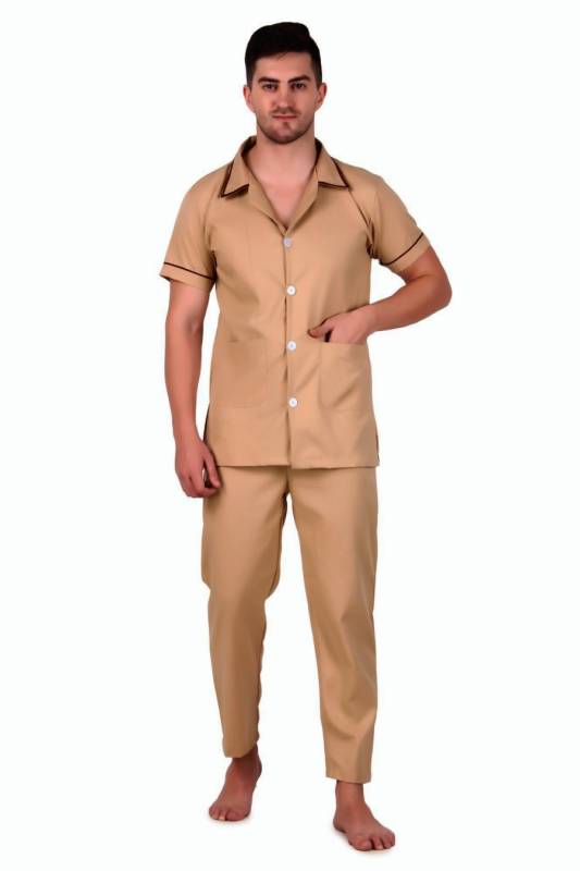 Medium Beige Cotton Ward Boy Uniform - Plain Pattern and Hospital Use Manufacturers, Suppliers in Kozhikode