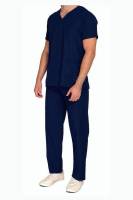 Medium Blue Unisex Hospital Staff Wear Shirt - Polyester Cotton Blend, V Neck, Plain, Half Sleeve, Dry Clean Only Manufacturers, Suppliers in Tamil Nadu