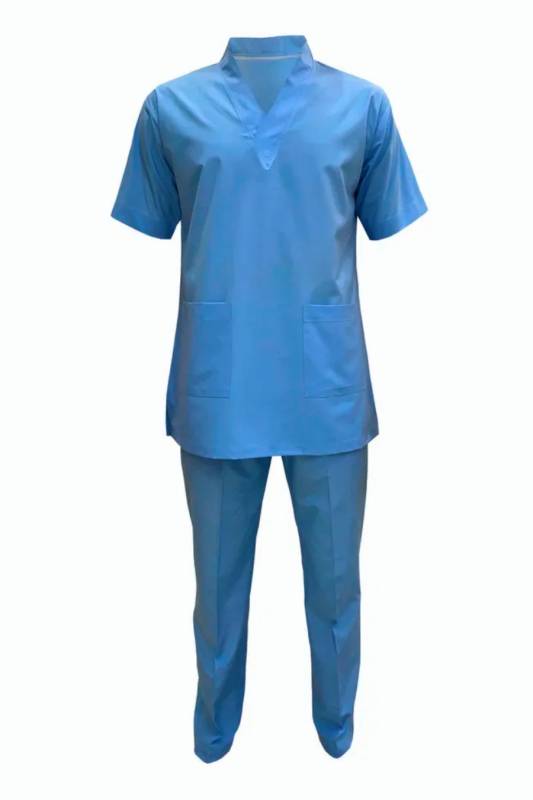 Mens Hospital Uniform Cotton Set - Blue and Purple Plain Half Sleeves Shirt & Pant (Small Size) - Hand Wash, Made in India Manufacturers, Suppliers in Kozhikode