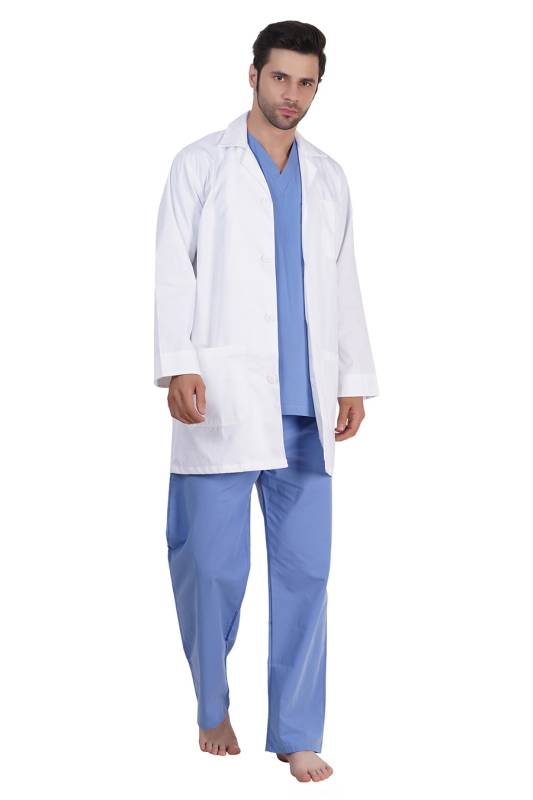 Mens White Doctor Coat – Full Set-In Sleeves, Classic Fit, Two Patch Pockets, Polycotton Fabric Manufacturers, Suppliers in Patna