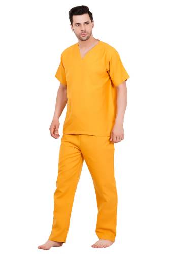 Mustard Yellow Male V-Neck Scrub Suit Manufacturers, Suppliers in Tamil Nadu