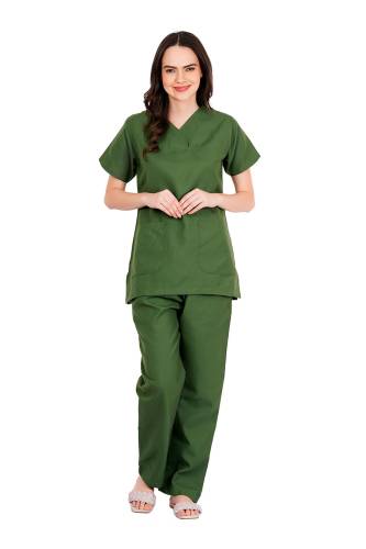 Olive Green Female Scrub Suit Y-Neck Manufacturers, Suppliers in Tamil Nadu