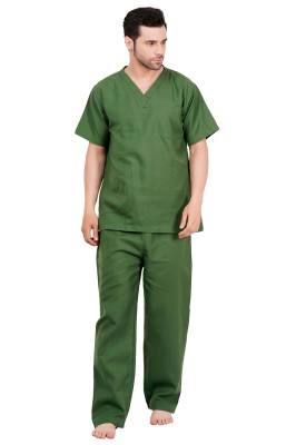 Olive Green Male V-Neck Scrub Suit Manufacturers, Suppliers in Tamil Nadu