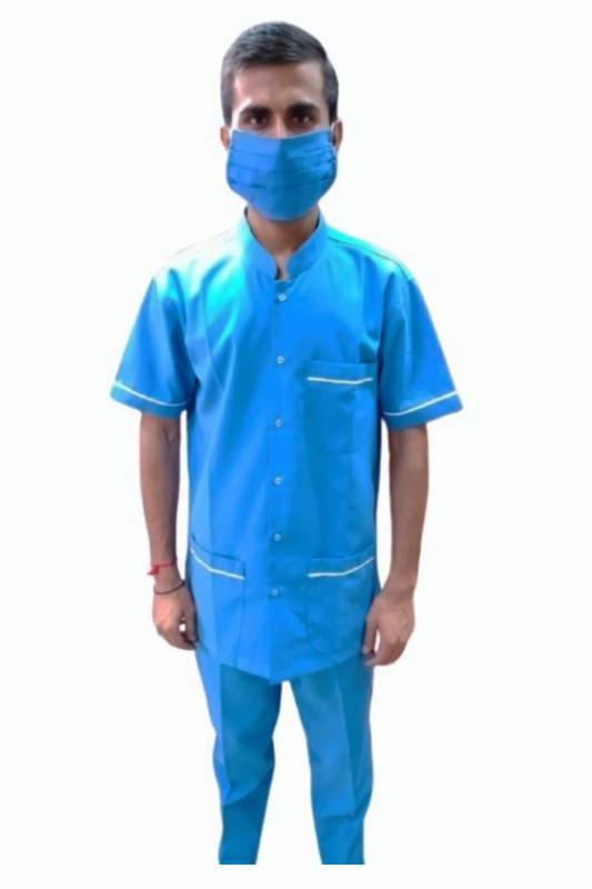 Sky Blue Cotton Polyester Shirt and Pant Set for Men - Available in S, M, L, XL, Handwash, Made in India Manufacturers, Suppliers in Kozhikode