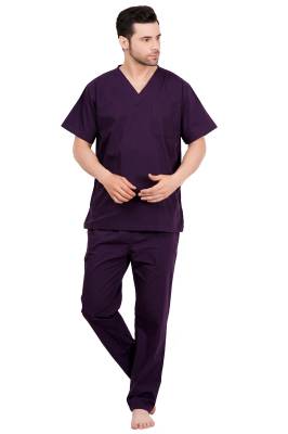 Wine Red Male V-Neck Scrub Suit With Full Elastic Manufacturers, Suppliers in Tamil Nadu